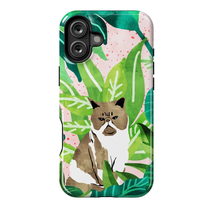 iPhone 16 Plus StrongFit Tropical Glam Cat by Uma Prabhakar Gokhale