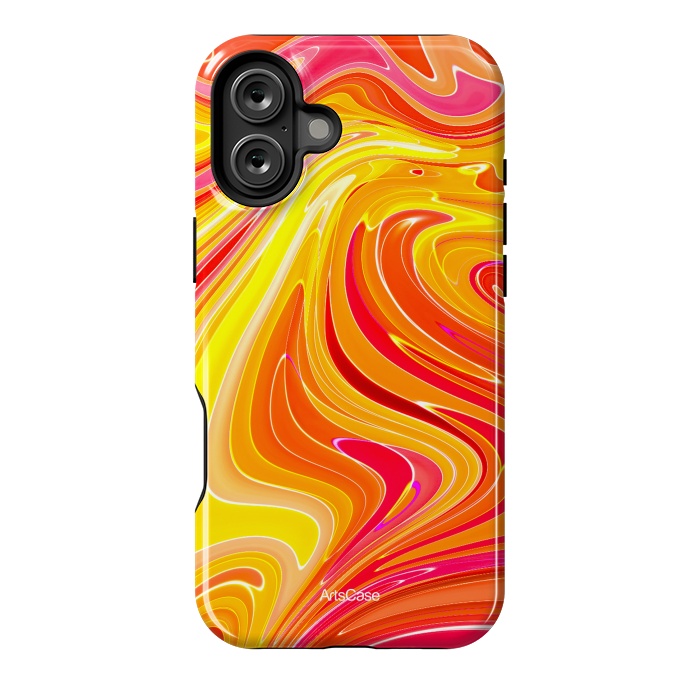 iPhone 16 Plus StrongFit Yellow Fluid Painting by ArtsCase