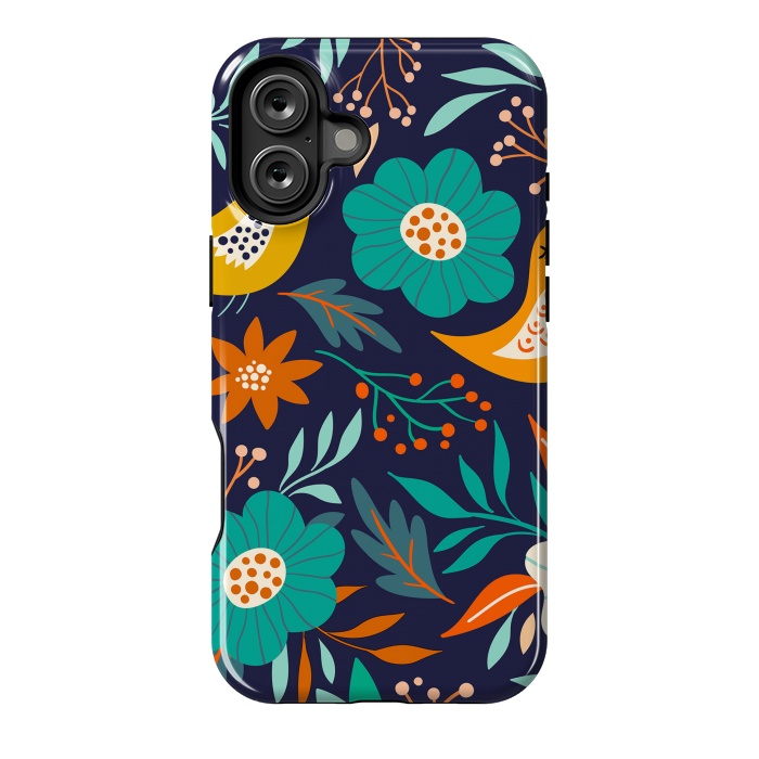 iPhone 16 Plus StrongFit Bird With Flowers by ArtsCase