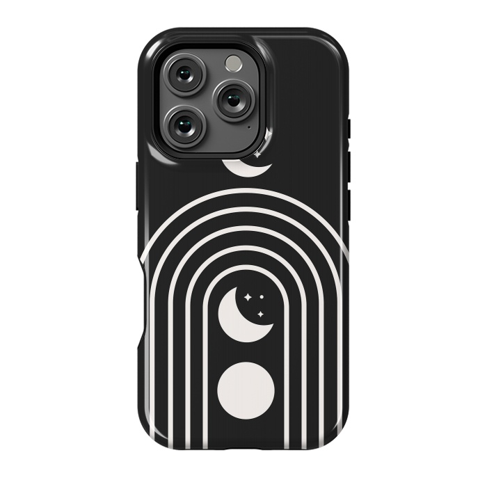 iPhone 16 Pro StrongFit Black Moon Phase Rainbow by ArtPrInk