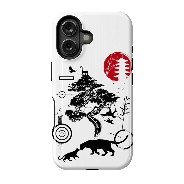 iPhone 16 StrongFit Geometric circles feline nature by Alberto