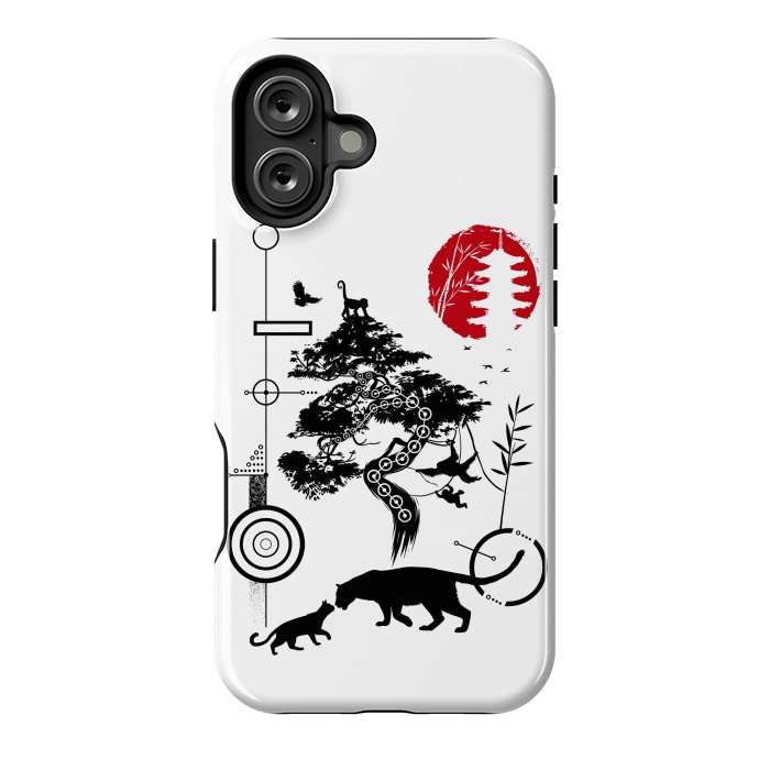 iPhone 16 Plus StrongFit Geometric circles feline nature by Alberto