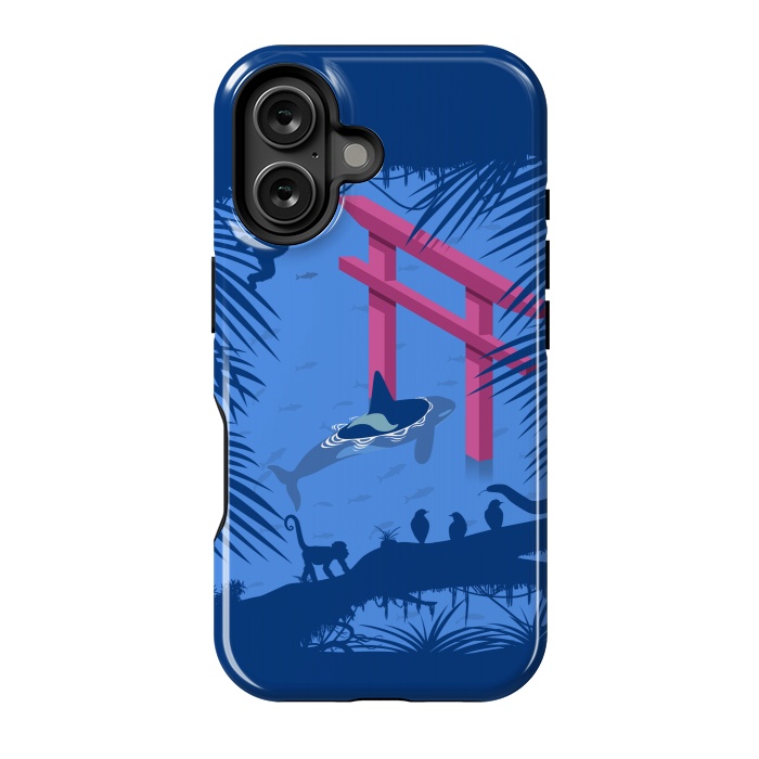 iPhone 16 StrongFit Whale under Japanese Torii by Alberto