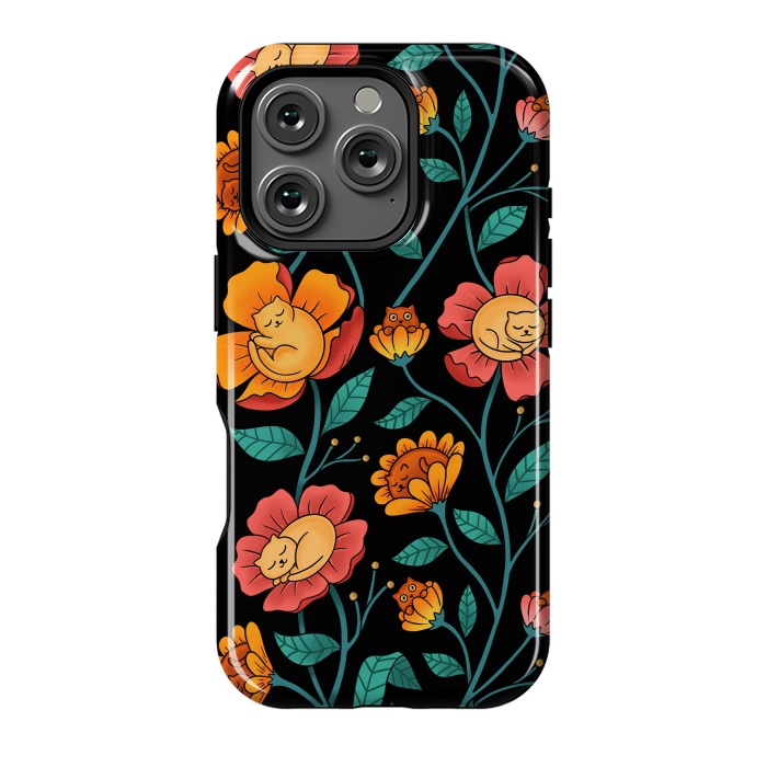 iPhone 16 Pro StrongFit Cats and Flowers by Coffee Man