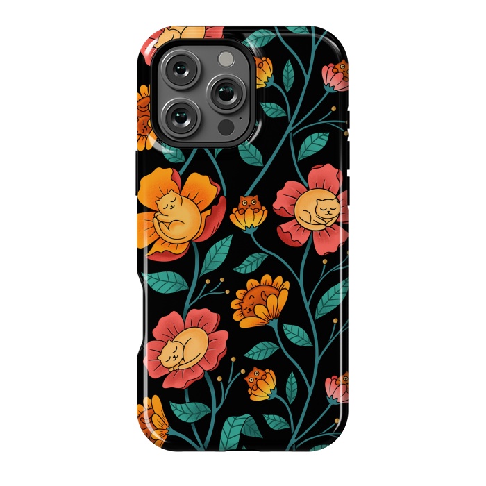 iPhone 16 Pro Max StrongFit Cats and Flowers by Coffee Man