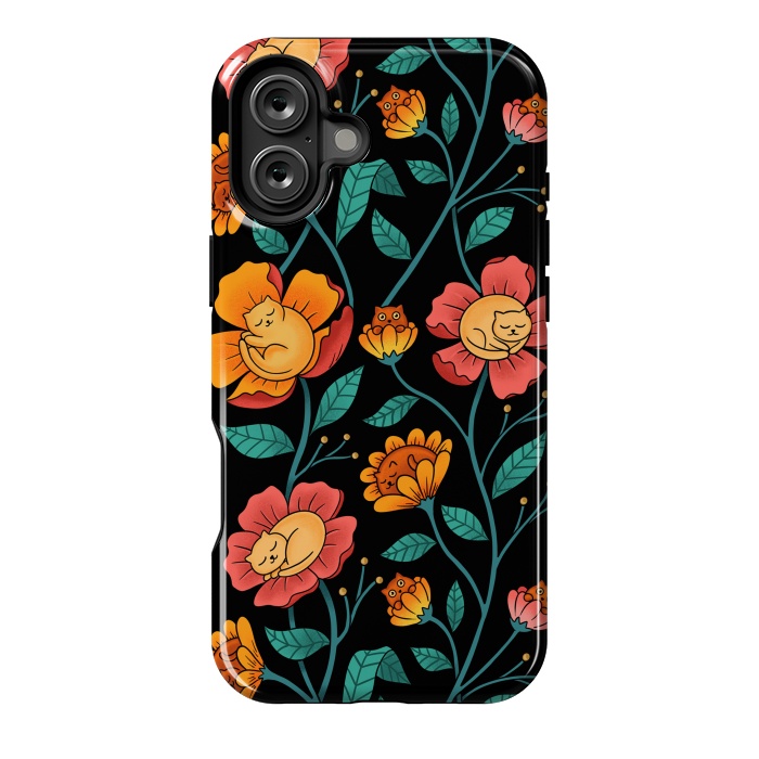 iPhone 16 Plus StrongFit Cats and Flowers by Coffee Man