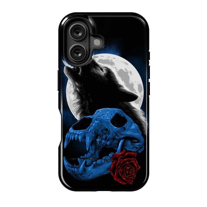 iPhone 16 StrongFit Wolf howling under the moon by Alberto