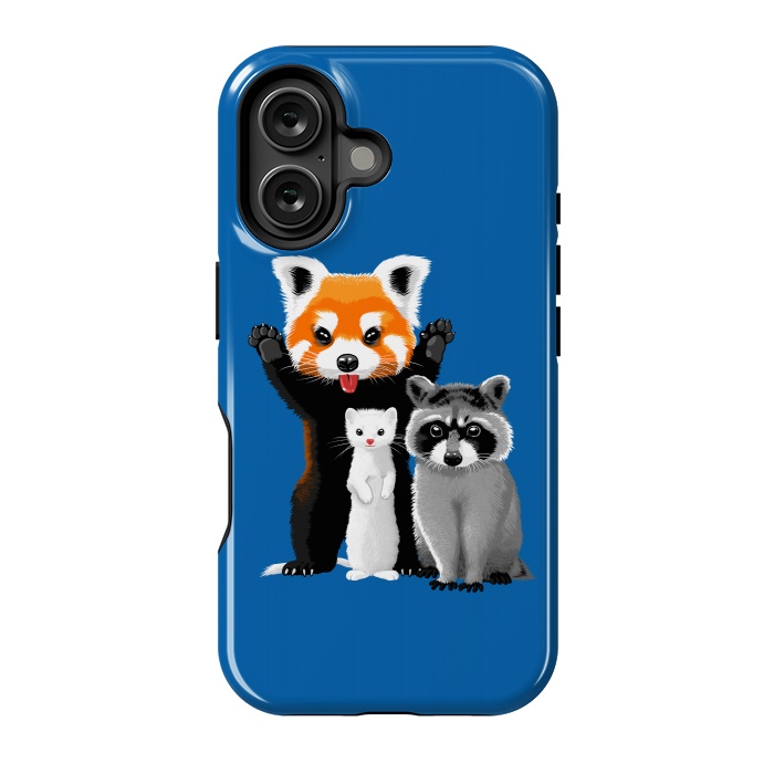 iPhone 16 StrongFit Raccoon, ferret and red panda by Alberto