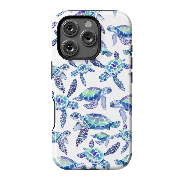 iPhone 16 Pro StrongFit Turtles in Aqua and Blue by gingerlique