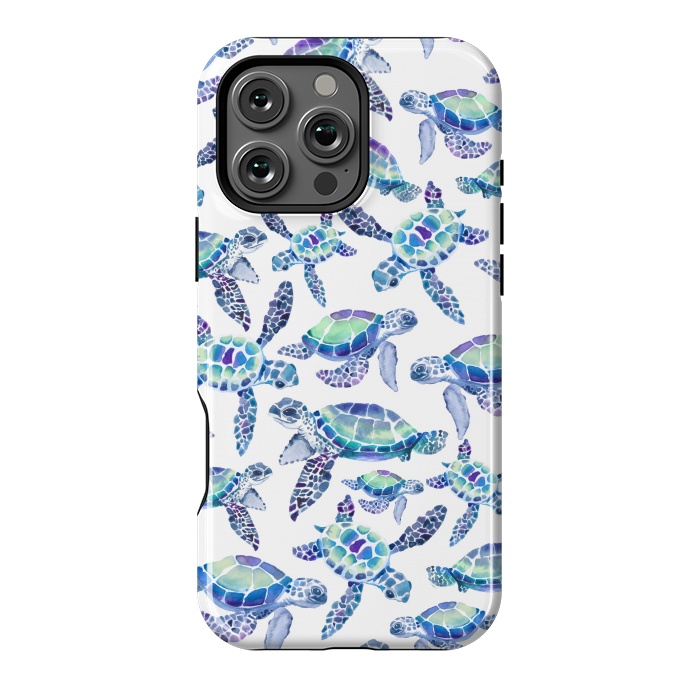 iPhone 16 Pro Max StrongFit Turtles in Aqua and Blue by gingerlique