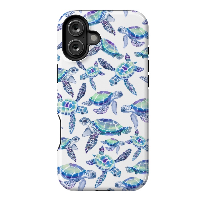 iPhone 16 Plus StrongFit Turtles in Aqua and Blue by gingerlique