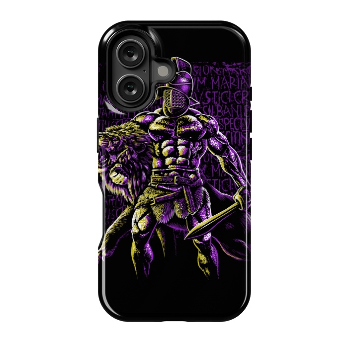 iPhone 16 StrongFit retro bodybuilder vs lion by Alberto