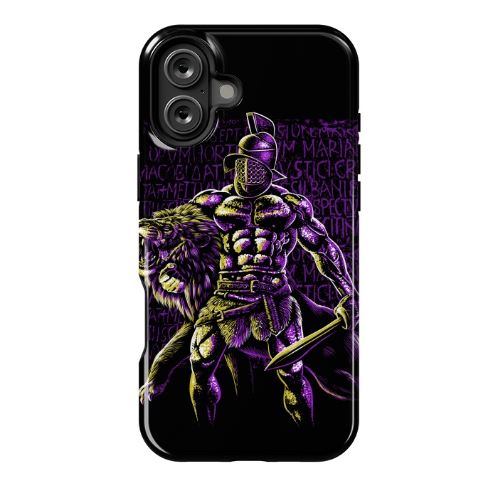 iPhone 16 Plus StrongFit retro bodybuilder vs lion by Alberto