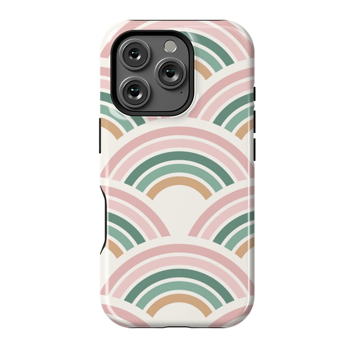 iPhone 16 Pro StrongFit Blush & Green Rainbow Pattern by ArtPrInk