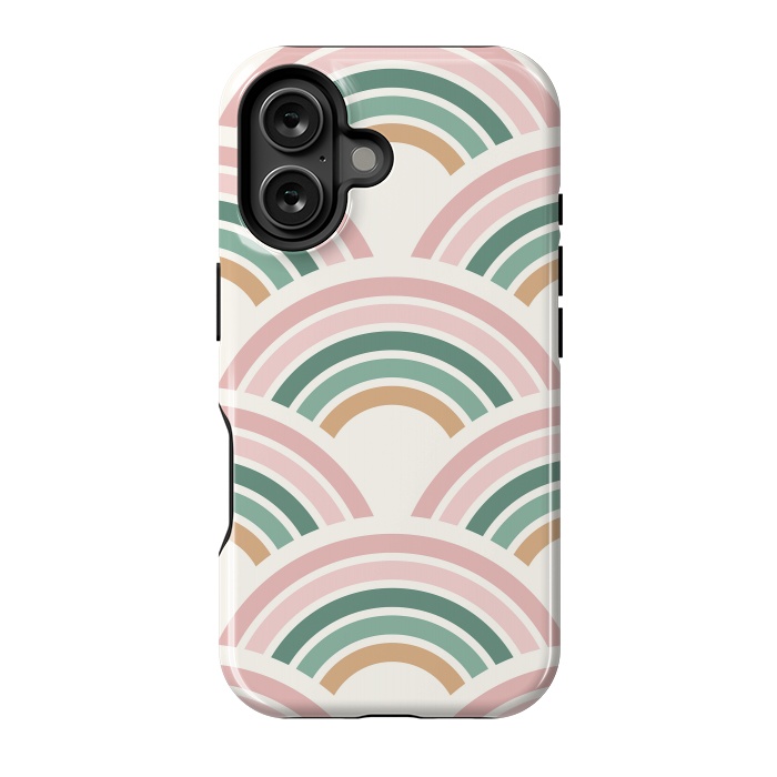 iPhone 16 StrongFit Blush & Green Rainbow Pattern by ArtPrInk