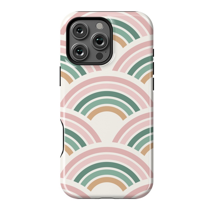 iPhone 16 Pro Max StrongFit Blush & Green Rainbow Pattern by ArtPrInk