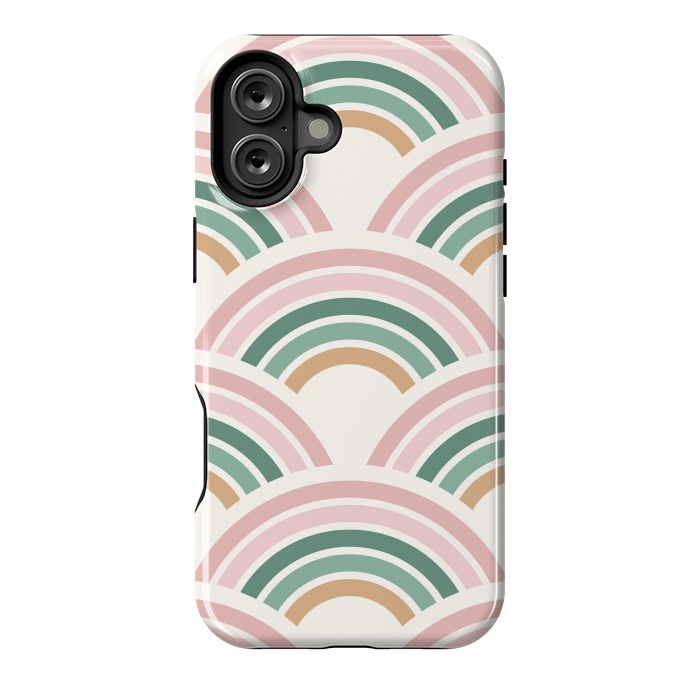 iPhone 16 Plus StrongFit Blush & Green Rainbow Pattern by ArtPrInk