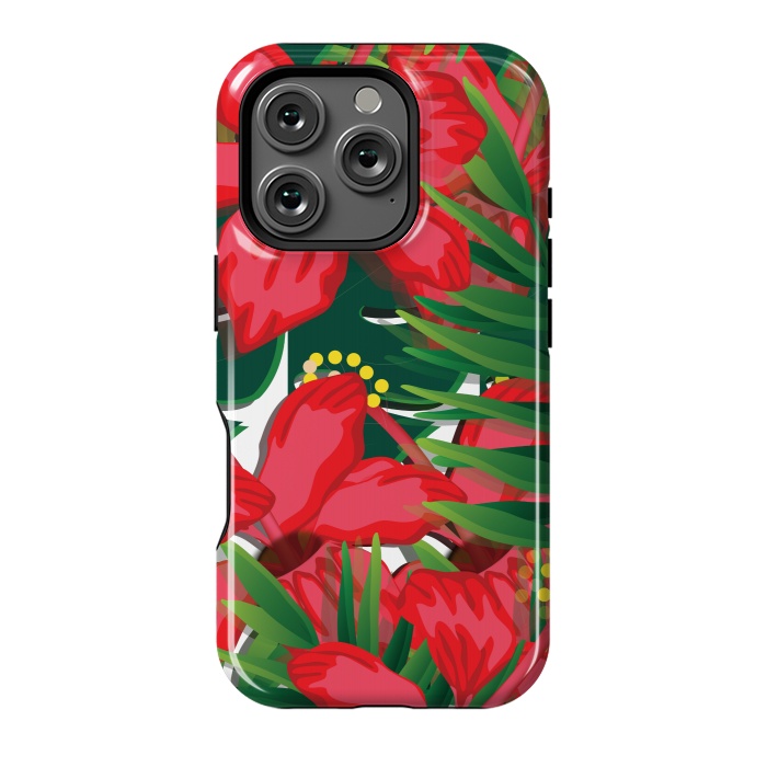 iPhone 16 Pro StrongFit red tulips tropical by MALLIKA