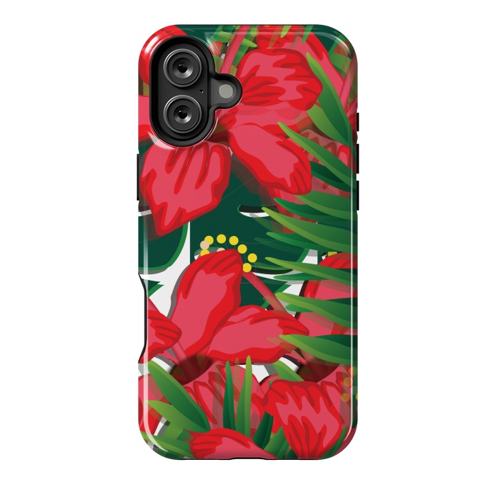 iPhone 16 Plus StrongFit red tulips tropical by MALLIKA