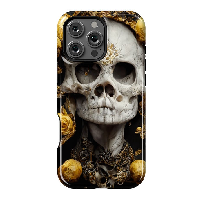 iPhone 16 Pro Max StrongFit yellow gold roses skull by haroulita