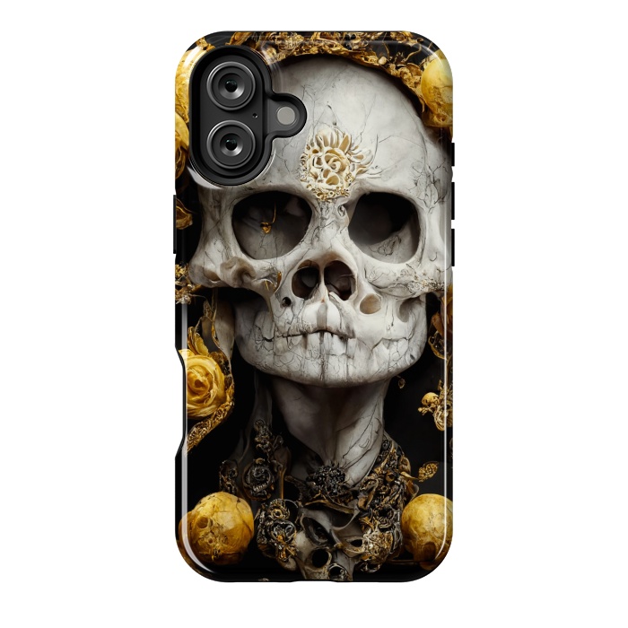 iPhone 16 Plus StrongFit yellow gold roses skull by haroulita