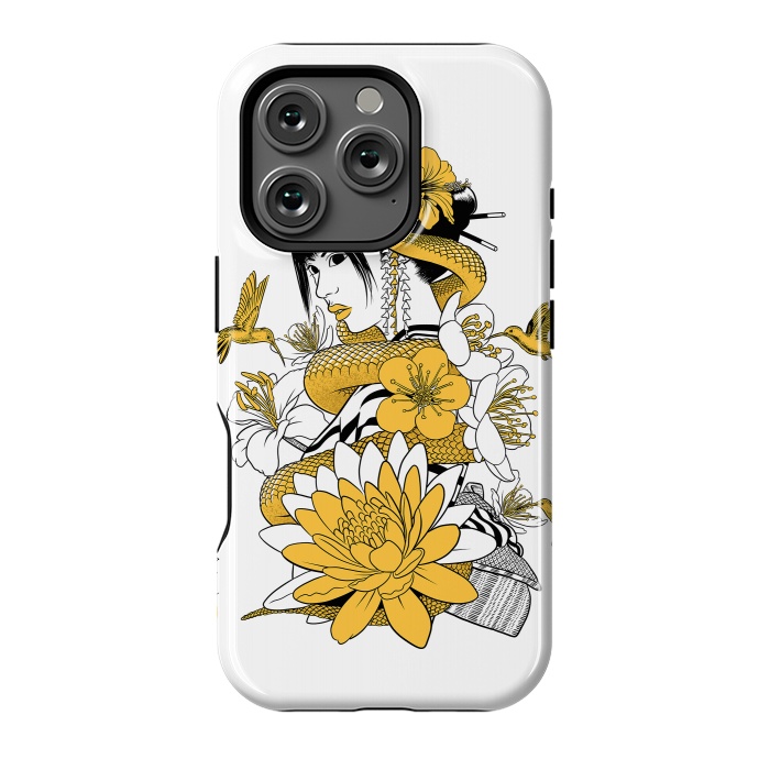 iPhone 16 Pro StrongFit Yellow snake geisha by Alberto