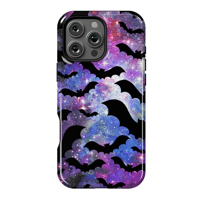 iPhone 16 Pro Max StrongFit Flying bats and starry night sky - purple-blue night sky by Oana 