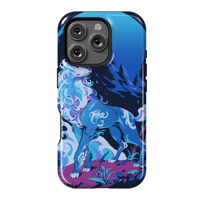 iPhone 16 Pro StrongFit Spiritual Aqua Wolf by Ilustrata