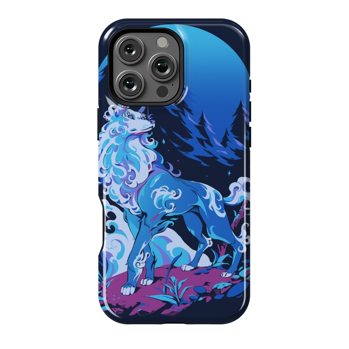 iPhone 16 Pro Max StrongFit Spiritual Aqua Wolf by Ilustrata