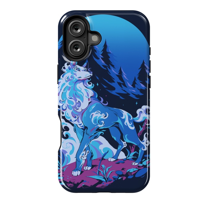 iPhone 16 Plus StrongFit Spiritual Aqua Wolf by Ilustrata