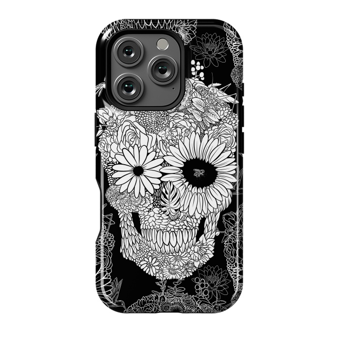 iPhone 16 Pro StrongFit Skull Flowers by Alberto