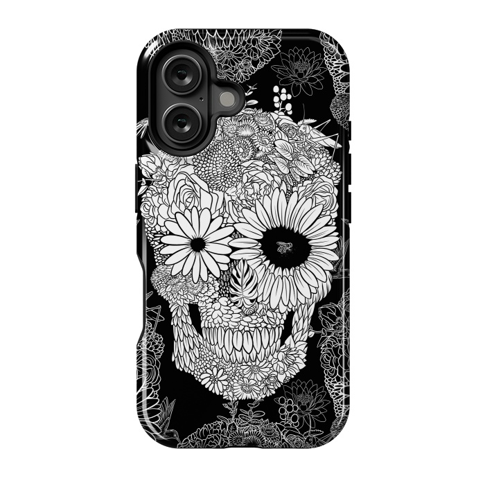 iPhone 16 StrongFit Skull Flowers by Alberto