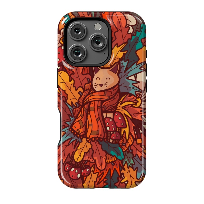 iPhone 16 Pro StrongFit Cosy autumn cat by Steve Wade (Swade)