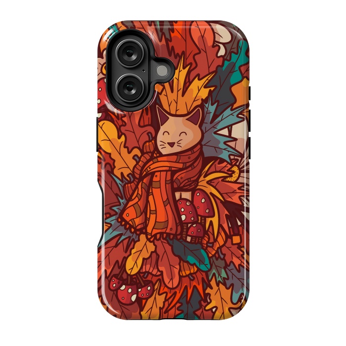 iPhone 16 StrongFit Cosy autumn cat by Steve Wade (Swade)