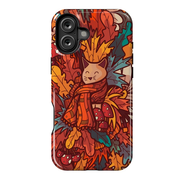 iPhone 16 Plus StrongFit Cosy autumn cat by Steve Wade (Swade)