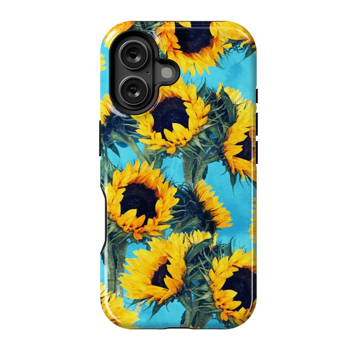 iPhone 16 StrongFit Sunflowers & Sky by Uma Prabhakar Gokhale