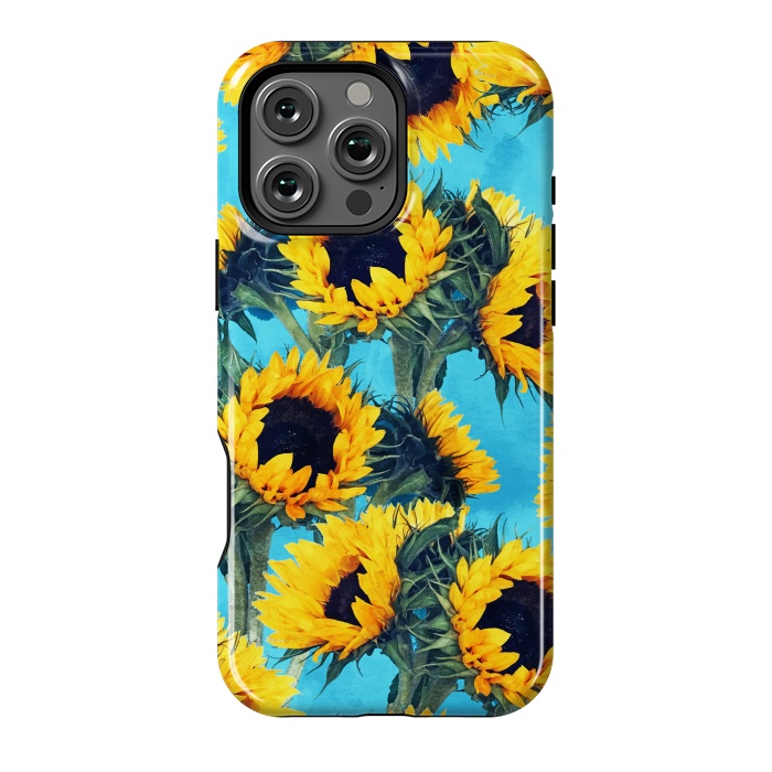 iPhone 16 Pro Max StrongFit Sunflowers & Sky by Uma Prabhakar Gokhale