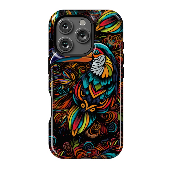 iPhone 16 Pro StrongFit Tropical tribal toucan by Alberto