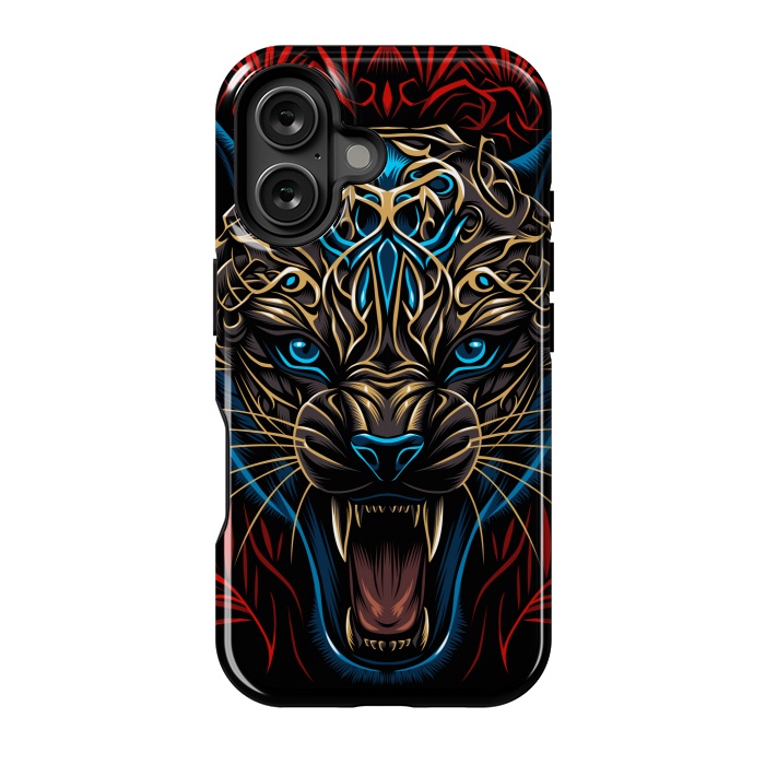 iPhone 16 StrongFit Golden panther tribal  by Alberto