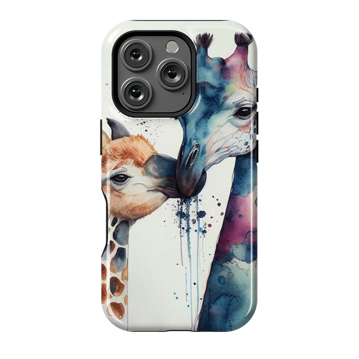 iPhone 16 Pro StrongFit Giraffe Love in Watercolor by Texnotropio