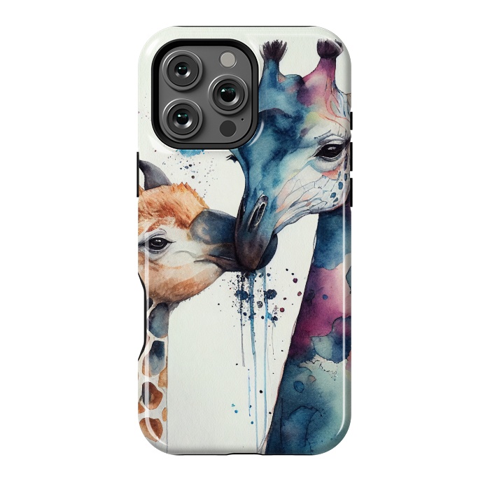 iPhone 16 Pro Max StrongFit Giraffe Love in Watercolor by Texnotropio