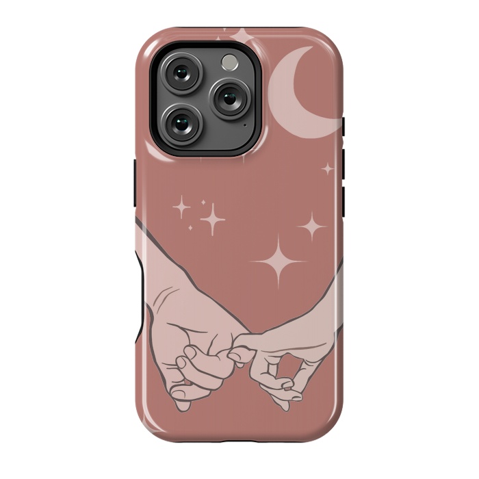 iPhone 16 Pro StrongFit Minimal aesthetic couple holding hands on starry sky - valentine's day by Oana 