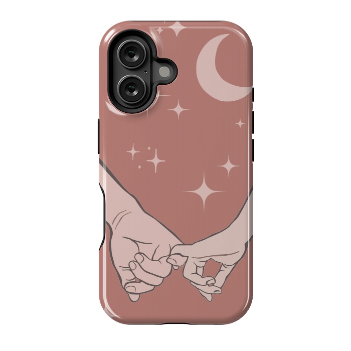 iPhone 16 StrongFit Minimal aesthetic couple holding hands on starry sky - valentine's day by Oana 