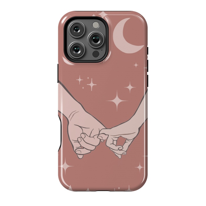 iPhone 16 Pro Max StrongFit Minimal aesthetic couple holding hands on starry sky - valentine's day by Oana 