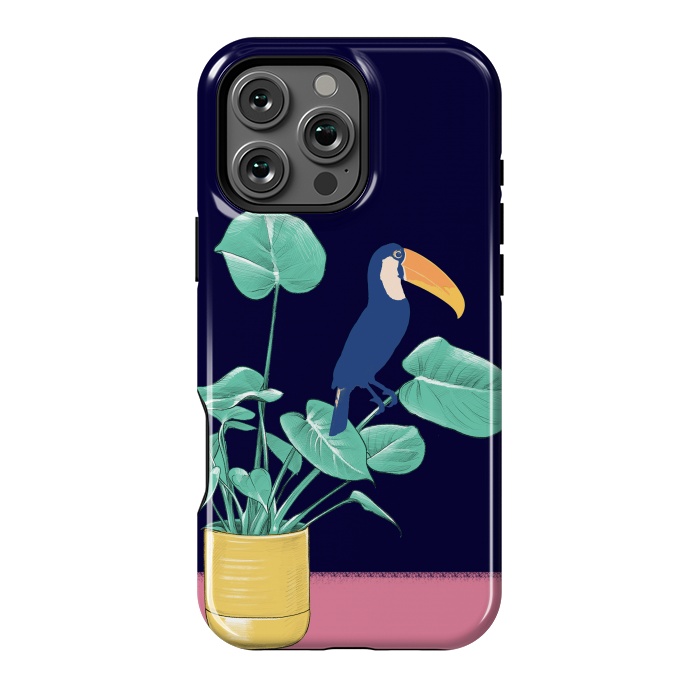 iPhone 16 Pro Max StrongFit Toucan and plant - colorful minimal illustration by Oana 