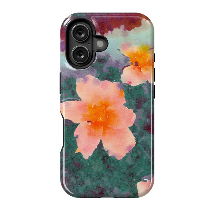 iPhone 16 StrongFit Floating In Love, Watercolor Lotus Pond Botanical Lake, Forest Jungle Floral Painting by Uma Prabhakar Gokhale