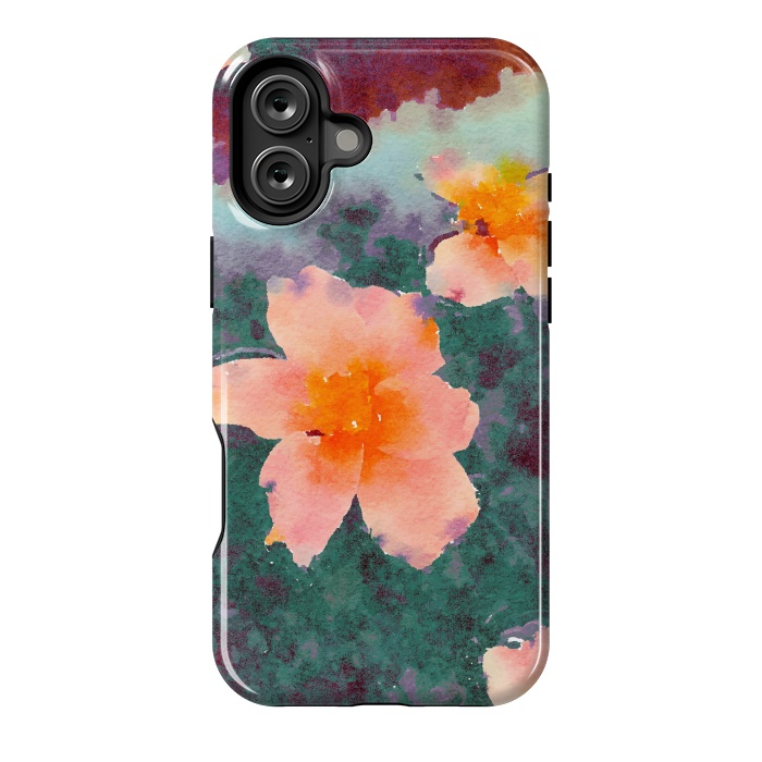 iPhone 16 Plus StrongFit Floating In Love, Watercolor Lotus Pond Botanical Lake, Forest Jungle Floral Painting by Uma Prabhakar Gokhale