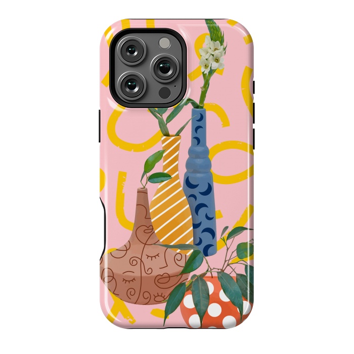 iPhone 16 Pro Max StrongFit Modern Botanicals, Abstract Plant Pots, Quirky Nature Bohemian, Contemporary Décor by Uma Prabhakar Gokhale