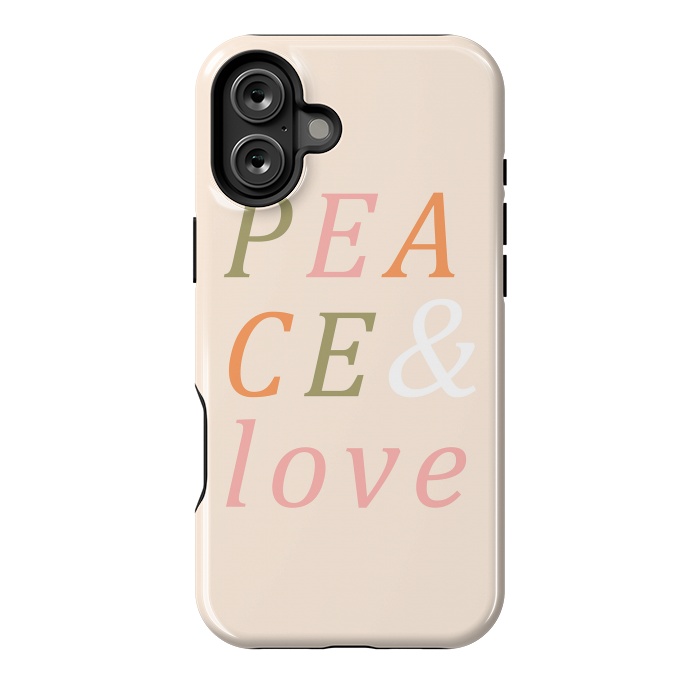 iPhone 16 Plus StrongFit Peace & Love Typography by ArtPrInk