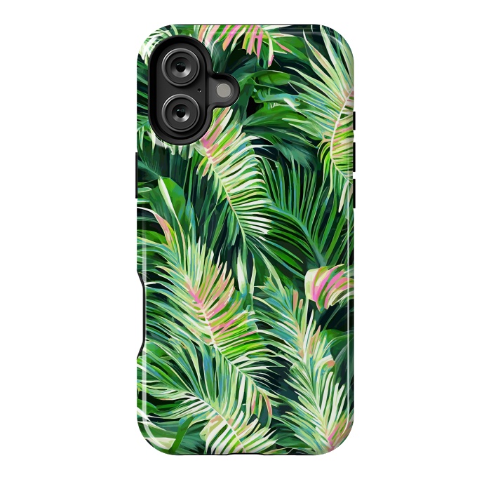 iPhone 16 Plus StrongFit Palm & Peace Art Print, Tropical Botanical Jungle Canvas Print, Nature Painting Plants Forest Poster by Uma Prabhakar Gokhale